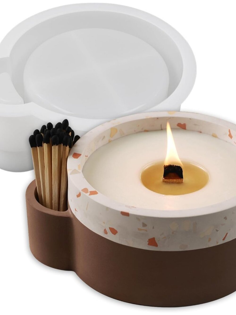 Large Candle Holder Silicone Resin Concrete Cement Mold, Unique Candle Vessels J